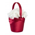 Satin Flower Basket-Red
